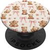 Cute Brown Bears Coquette Bow Floral Carino Brown Teddy Bears Coquette Fiocchi Girly Estetica Floreale PopSockets PopGrip Adesivo