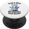 Funny Bookworm and Dragons for Kids Desi Solo una ragazza che ama i draghi e i libri, Dragon for Kids PopSockets PopGrip Adesivo