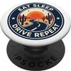 Retro Trucker Apparel Gifts Mangiare dormire guidare ripetere Vintage Desert Highway Truck Driver PopSockets PopGrip Adesivo