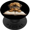 Teacher Dog Reader Headwrap Graphics Por Carino cucciolo di carlino lettura libro amante cane animale grafico bambino PopSockets PopGrip Adesivo
