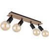 Globo lighting Spot faretto orientabile a 4 luci Martha in legno e nero opaco 4XE27 54008-4NH/40