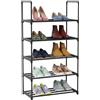 Relaxdays Scaffale per Scarpe, 5 Ripiani, Sistema a Incastro, HLP: 89x45x30 cm, in Metallo, salvaspazio, Nero