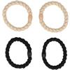 Solida Elastico strutturato, beige, nero Elastico per capelli 4 pz.