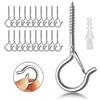 LYCXAMES 20 Pezzi Ganci Avvitabili, Ganci a Vite per Legno, Ganci a Soffitto Q-Hanger con Fibbia di Sicurezza, per Cestini di Piante, Gabbia per Uccelli, Lanterne, Catene Luminose, Tazza, Argento