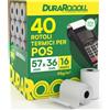Eurocali 40 Rotoli Carta POS 57x36 Rotolini Termici per Scontrini Ricevute Bancomat | Dur