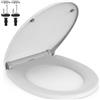 AIMAX Sedile WC, Tavoletta Universali O Forma Bianco, Copriwater Chiusura Ammortizzata, Rapido Montaggio, Facile da Pulire, Plastica Antibatterico, 45 x 37 x 2,51 CM