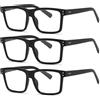 ZXYOO 3 Paia Occhiali da Lettura Uomo con Filtro Luce Blu, Montatura Oversize Quadrata Grande Black+2.75