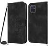 NETANY Cover per Samsung Galaxy A51 4G con Cordino, Flip Portafoglio Custodia in Pelle, [2 Porta Carte][Chiusura Magnetica],Custodia Libro Antiurto Cover con Laccio per Samsung A51 4G (Nero)