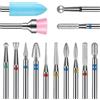 RUKAN 14 Punte Fresa Unghie - Fresa per Unghie Professionale - Punte Diamantate e Ceramiche per Unghie Finte - Set di Punte Elettriche per Fresatrice per Unghie per Manicure e Pedicure