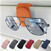 VAGCARS Portaocchiali da sole per parasole auto, portaocchiali da sole per auto, portaocchiali magnetici in pelle, gancio per occhiali con clip per biglietti, portaocchiali universali (Arancione)