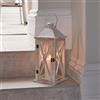 Lights4fun Lanterna Decorativa in Legno di 42 cm con Candela LED TruGlow® a Pile per Arredo Interni