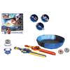 COLORBABY 48095 Infinity Nado Standard Battle Set, 2 trottole Fury Wave Dragon vs Blazing War Bear, 2 spade lanciatrici, stadio sabbia, luci, giochi trottola, batterie incluse gioco di battaglia