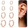 Chihayafuji 4 Paia Piccoli Orecchini Cerchio Argento 925 Donna Anallergici Placcati Oro 18 Carati Orecchini Cerchio Cartilagine Adatti Piercing Multipli 6/8/10/12 Mm