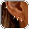 Chihayafuji 4 Paia Piccoli Orecchini Cerchio Argento 925 Donna Anallergici Placcati Oro 18 Carati Orecchini Cerchio Cartilagine Adatti Piercing Multipli 6/8/10/12 Mm