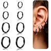 Chihayafuji 4 Paia Piccoli Orecchini Cerchio Argento 925 Donna Anallergici Placcati Oro 18 Carati Orecchini Cerchio Cartilagine Adatti Piercing Multipli 6/8/10/12 Mm