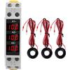 ViaGasaFamido Amperometro Digitale Trifase 80 500V 1 100A con Display LED Misuratore di Potenza su Guida DIN con 3 Sensori per Impianti Elettrici Industriali Domestici