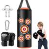 Ayolofei Sacco da Boxe per Bambini Vuoto, 60cm PU Sacco da Boxe Appeso con Guanti, Catene e Ganci di Fissaggio, Pugilato Set per Kickboxing e Fitness, Ragazzi e Ragazze Regalo