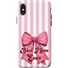 Watercolor Hearts Hugz Custodia per iPhone X/XS Rosa cipria con fiocco a righe pastello super carino Best Mum Ever