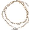 URBAN CLASSICS Collana Donna Strass con Lettere Segno Zodiacale, Doppia Collana Zodiaco in Metallo e Pendente con Brillantini, in 12 Varianti, Taglia Unica 38 cm