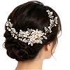 Changyeah Pettine Sposa per Capelli con Fiori di Perle,Pettine per capelli da sposa in cristallo per capelli da sposa Clip per capelli per matrimonio decorazione matrimonio