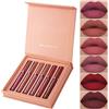 SPORTEON Set Liquido, 6 PCS Kit Lucidalabbra per Rossetto Opaco, Regalo Cosmetici a Lunga Durata Impermeabile (01)