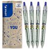 Pilot, B2P Ecoball, Penna Sfera Blu a Scatto Ecologica Fatta con 86% di Plastica Riciclata, Confezione da 4, Penna Blu a Scatto Ricaricabile ed Ecosostenibile, Punta Media