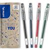 Pilot Punta a sfera in gel Gtec C4 da 0,4 mm, colore nero/blu/rosso/verde (confezione da 4)
