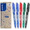 PILOT - 5 FriXion Ball - Inchiostro Gel Cancellabile - Penna Roller Ricaricabile ed Ergonomica - 2 Blu, 1 Rosso, 1 Nero, 1 Verde - Punta Fine