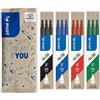 PILOT - Set di 4 Astucci da 3 Ricariche FriXion - Ricariche per Penne Cancellabili - Compatibili con FriXion Ball e Ball Clicker - Nero, Blu, Rosso, Verde - Punta Fine (12 Ricariche)