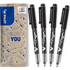PILOT - Set di 4 Penne a Pennarello V-Sign - Penna a Inchiostro liquido dal tratto perfetto e scorrevole - Inchiostro luminoso che si asciuga imMediatamente - Nero - Punta Media