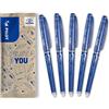 PILOT - Set di 5 FriXion Point - Penna a Inchiostro Termico Cancellabile - Penna Roller Ricaricabile - Blu - Punta Fine