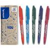 PILOT - Set di 5 FriXion Ball 07 - Penna roller Cancellabile con Inchiostro Termosensibile - Ricaricabile con plastica riciclata - Arancione, Turchese, Blu, Verde, Rosa - Punta Media