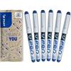 PILOT - Set di 6 Penne Stilografiche V-Pen - Inchiostro Cancellabile - Pennino in acciaio, resistente e morbido sulla carta - Blu - Pennino medio