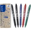 PILOT - Set di 5 FriXion Ball Clicker 07 - Penna Cancellabile Termosensibile - Penna roller a scatto e Ricaricabile - 2 Nero, 1 Blu, 1 Rosso, 1 Verde - Punta Media