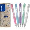PILOT - Set di 5 G2 Penne Roller a Inchiostro Gel a Scatto e Ricaricabili - Effetto Pastello Rosa, Blu, Viola, Verde, Bianco - Punta Media