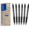 PILOT - 6 G2 Plus - Penna Roller Gel Retrattile e Ricaricabile - Nero | Roller Gel Retrattile - Tratto Fluido e Preciso - Eccellente Comfort di Scrittura - Nero - Punta Media (0,7mm)