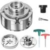 VEVOR Mandrino per Tornio per Legno 102 mm, Mandrino Autocentrante a 4 Griffe per Tornitura di Legno Adattatore da 1 pollici x 8 TPI Accessori con Griffe Valigetta per Trasporto, Acciaio Nichelato