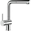 BLANCO LINUS-S 514016 - Rubinetto miscelatore da cucina con bocchetta estraibile e leva di comando a sinistra, alta pressione, cromato