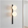 Licht-Erlebnisse Applique con interruttore in vetro bianco e metallo nero altezza 60 cm E14 2 luci antiabbagliamento elegante e stilosa per soggiorno camera da letto e corridoio