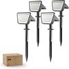 Philips Set di 4 faretti da esterni, impermeabili, 28 LED 7500 K, illuminazione paesaggistica per giardino, vialetto e prato, funzione crepuscolo all'alba, 4 pezzi