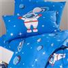 Caleffi Lenzuola Singolo Bambino Art. Spazio in Cotone 100% - Set 3 Pezzi con Federa Double Face - Colore Blu