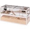 Ferplast Gabbia per criceti DOMSTER, Gabbia per topi a 3 livelli, con accessori, piattaforme e scale, metallo verniciato e legno FSC, base trasparente, gabbia per criceti in legno 120 x 50 x h 66,5 cm