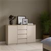 Dmora - Credenza Crodo, buffet da soggiorno con 2 ante e 4 cassetti, madia da salotto e dispensa da cucina, 121x50 h91 cm, Beige
