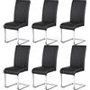 Yaheetech Set 6 Sedie Sala da Pranzo Imbottite Seduta Spessa 10 cm, Sedie Cucina con Schienale Alto, Gambe in Metallo a Forma di U per Uffici, Soggiorni e Salotti, Nero