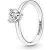 PANDORA Timeless Anello solitario con cuore in argento Sterling con zirconia cubica trasparente, 56