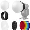 NEEWER Kit Accessori Flash con Diffusore in Silicone, Griglia, Riflettore, 6 Gel Colorati e 1 Anello Adattatore Magnetico Compatibile con Godox V1/V1 PRO NEEWER Z1 Z2 Camera Speedlight Rotondo, CRS5