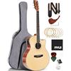 Pyle Premium Chitarra Acustica Elettrica, Top in Abete e Fasce in Mogano con Spalla Mancante Dreadnought a Grandezza Naturale, Corde in Acciaio, Custodia Morbida Aggiornata, EQ a 4 Bande, Accordatore