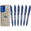 PILOT - Set di 6 FriXion Ball 07 - Penna a Inchiostro termico Cancellabile - Penna roller Ricaricabile - Blu - Punta Media