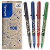 PILOT - 4 V-Ball 07 - Penna Roller Inchiostro Liquido - 4 Colori | Scrittura Fluida, Precisa - Asciugatura Rapida - Nero, Blu, Rosso, Verde - Punta Conica Media (0,7mm)
