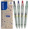 PILOT - Set di 4 B2P Ecoball 1 mm - Penna a Sfera Retrattile e Ricaricabile, Begreen - Nero, Blu, Rosso, Verde - Punta Media